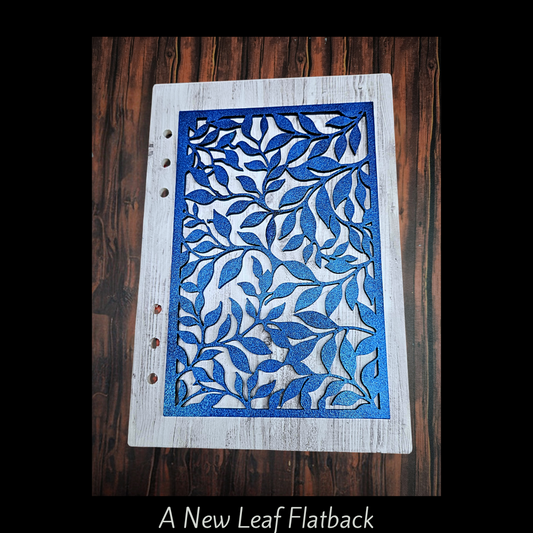 Shown on a decorated A7 Notebook cover blank and colored with blue mica on it.